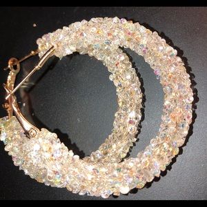 Crushed diamond earrings